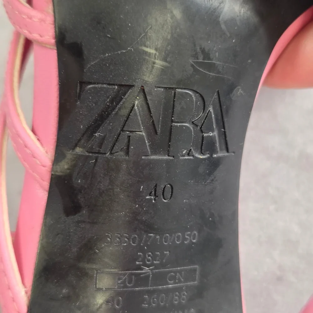Zara Pink Strappy Square Toe High Heel Sandals Stiletto EU 40 3330/710/050 - Picture 8 of 8